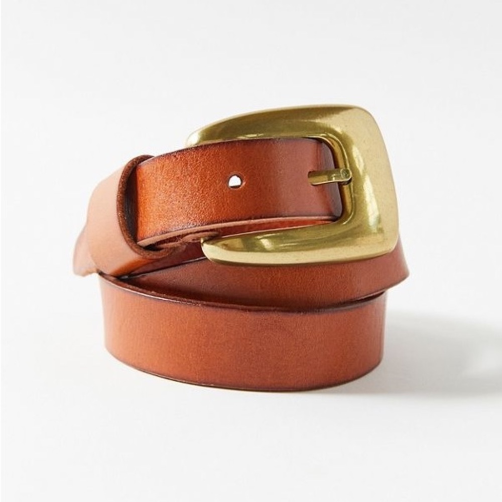Urban outfitters brown leather gold belt - S/M